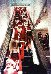 Santa on escalator