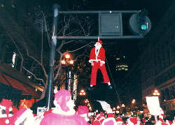 hanging Santa on Market Street