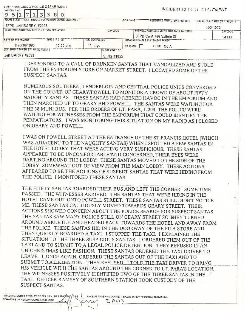 San Francisco Police Report